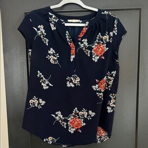 Fun 2 Fun Navy Floral Blouse
